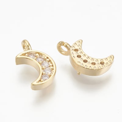 MINI DIJE B/ORO LUNA CON ZIRCONES 9X5MM