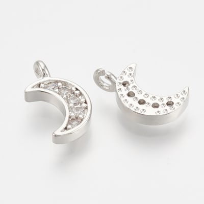 COLGANTE B/PLATINO MEDIA LUNA CON ZIRCONES 9X5MM