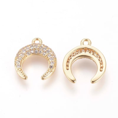 COLGANTE B/ORO LUNA INVERTIDA CON ZIRCONES 13X11MM
