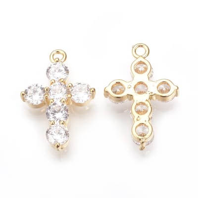 COLGANTE B/ORO CRUZ CON ZIRCONES 25X16MM1