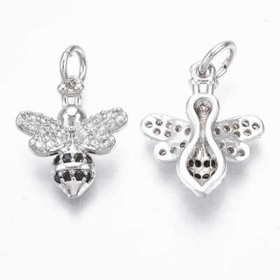 COLGANTE B/PLATINO ABEJA CON ZIRCONES 15X12MM1