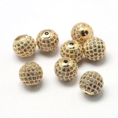 PASADOR  BOLA DE FUEGO BAÑO ORO CON ZIRCONES 6MM1