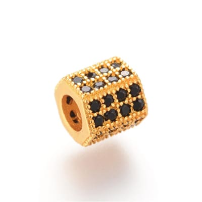 PASADOR  TUERCA HEXAGONAL DORADA CON ZIRCONES 7X8MM