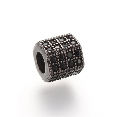 PASADOR  TUERCA HEXAGONAL GUNMETAL CON ZIRCONES 7X8MM1