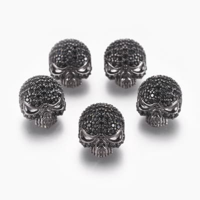 PASADOR  CRANEO NEGRO CON ZIRCONES 13X11MM1