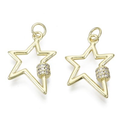 COLGANTE B/ORO ESTRELLA CON TORNILLO ZIRCON 22X15MM1