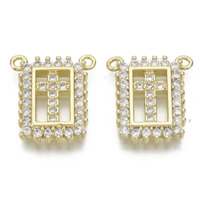 COLGANTE B/ORO ESCAP. CRUZ DE ZIRCONES 15X11MM1