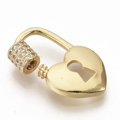 BROCHE TORNILLO CERRADURA CORAZON B/O CON ZIRCONES 26X15MM