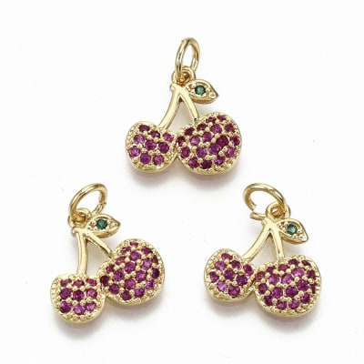 COLGANTE B/ORO CEREZAS GRD. CON ZIRCONES 13MM1