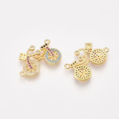 CONECTOR B/ORO BICICLETA CON ZIRCONES 15X24MM