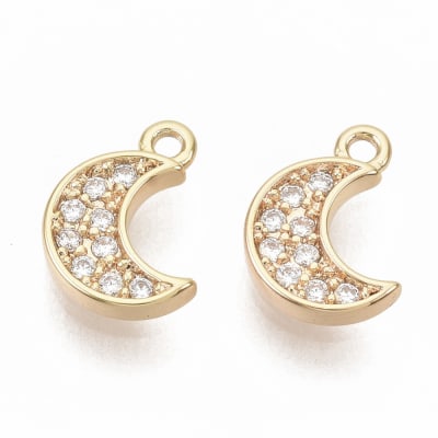 COLGANTE B/ORO LUNA PEQ. CON ZIRCONES 9X6MM1