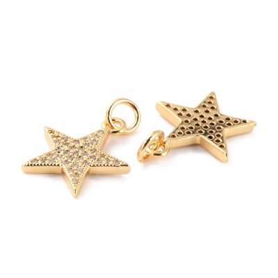 COLGANTE B/ORO ESTRELLA MED C/ZIRCONES 16X14MM1
