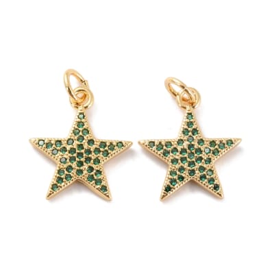 COLGANTE B/ORO ESTRELLA MED C/ZIRCONES VERDES 16X14MM1