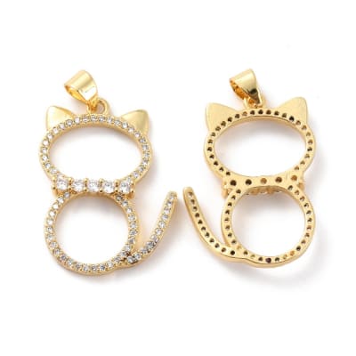 COLGANTE B/ORO SILUETA DE GATO C/ZIRCON 26X19MM1