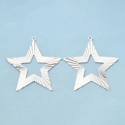 COLGANTE B/PLATA 925 ESTRELLA HUECA TEXTURIZADA 35x35x1MM, AGUJERO: 1.4MM1