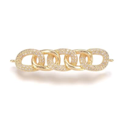 CONECTOR B/ORO FORMA ESLABONES C/ZIRCONES 9X42MM