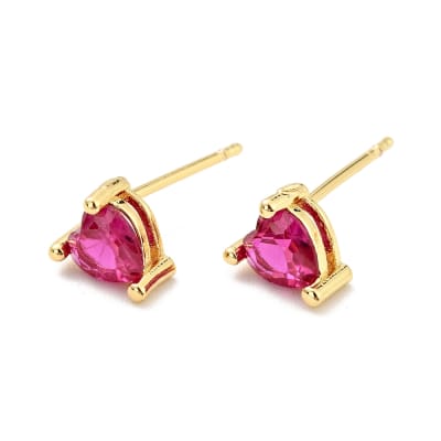 ARO LISTO B/O 18K CORAZON ZIRCON FUCSIA 6x5.5MM2
