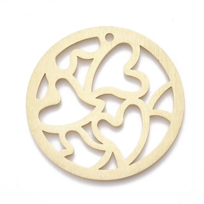 COLGANTE DE ALUMINIO DORADO CORAZONES 50MM