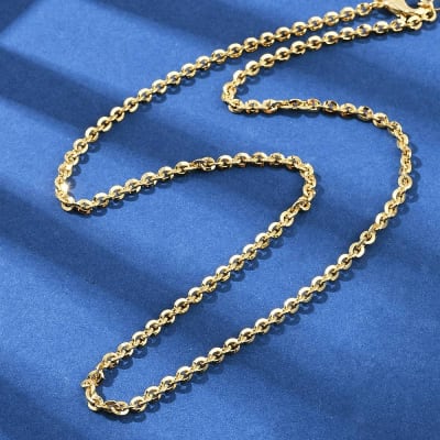 CADENA LISTA B/O 18K GRUESA ESLABON PLANO
