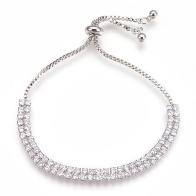 PULSERA AJUSTABLE B/PLATINO TENIS BOLO ZIRCON1