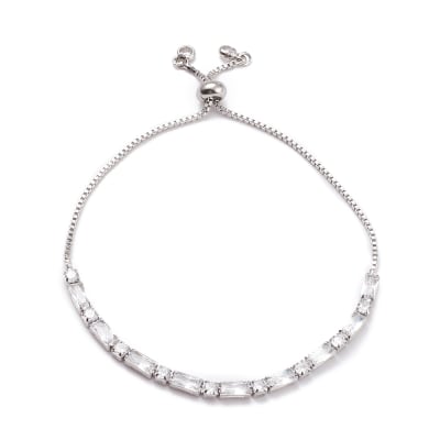 PULSERA AJUSTABLE B/PLATINO ZIRCONES TENIS1