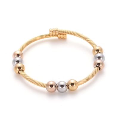BRAZALETE ACERO INOX. TORNEADO CON BALINES1