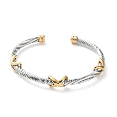 BRAZALETE ACERO INOX TRENZADO CON INFINITO ACERO DORADO 6CM1