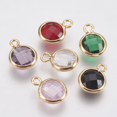 COLGANTE B/ORO CRISTAL ENGASTADO COLORES VARIOS 12X7MM