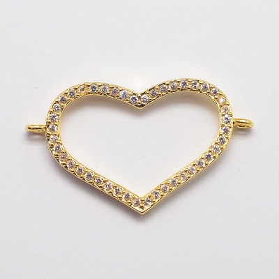 CONECTOR B/ORO CORAZON HUECO CON ZIRCONES 17X29MM