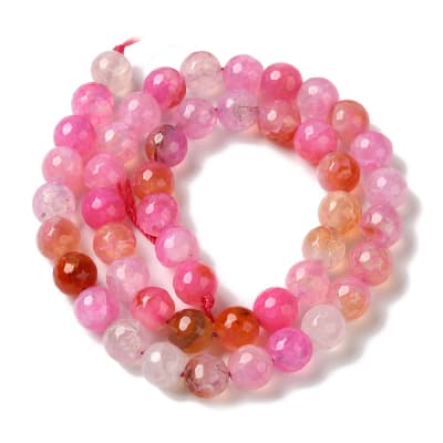 AGATA FACETADA NATURAL TEÑIDO ROSA CALIENTE 8MM APROX. 48PCS.