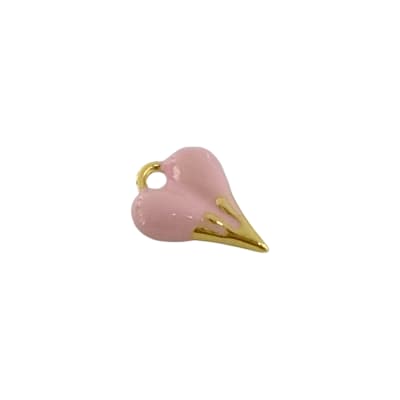 COLGANTE B/O ESMALTADO CORAZON DERRETIDO ROSADO 15.2X21.5MM
