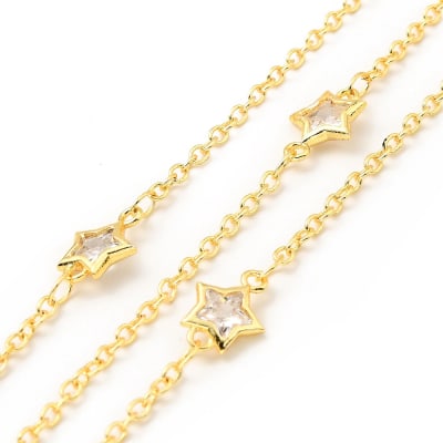 CADENA POR METRO B/O ESTRELLA ZIRCON CONECTORA 11X8MM