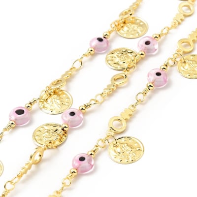 CADENA POR METRO B/O OJO ROSA Y MONEDA 19X6MM1