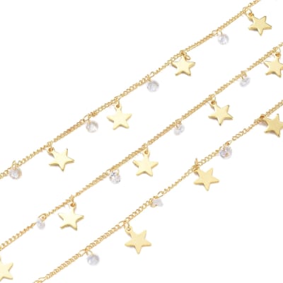 CADENA POR METRO B/O ESTRELLA LISA CON ZIRCON 21