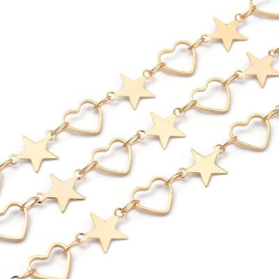 CADENA POR METRO B/ORO CORAZON CONECTORA 6X7MM