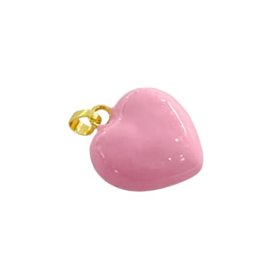 COLGANTE B/O CORAZON INFLADO ESMALTADO ROSADO CON VALIER 21.2X23.2MM
