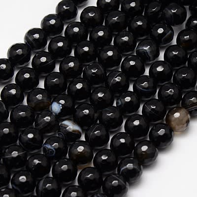 AGATA FACETADA RAYADO NEGRO NATURAL TEÑIDO 10MM