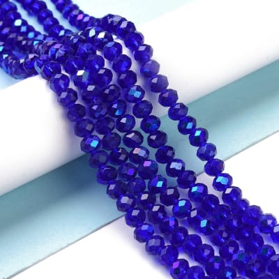 CRISTAL AUSTRIACO POR TIRA 4X3MM ELECTROPLATE AZUL 21