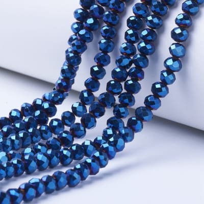 CRISTAL AUSTRIACO POR TIRA 4X3MM ELECTROPLATE AZUL