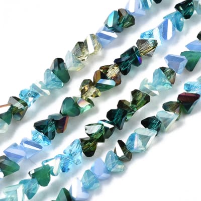 CRISTAL AUSTRIACO POR TIRA TRIANGULOS TURQUESA 6X4MM