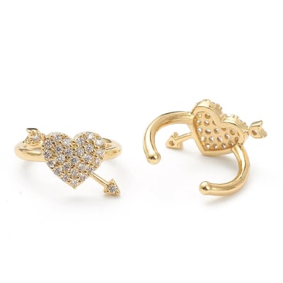 CUFF B/O CORAZON FLECHADO CON ZIRCONES 14X2MM1