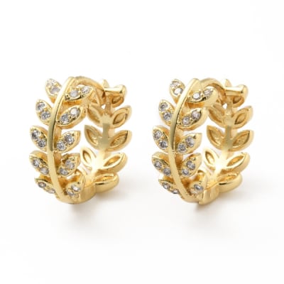 ARO LISTO B/O HUGGIE HOJITAS CON ZIRCON 14MM1
