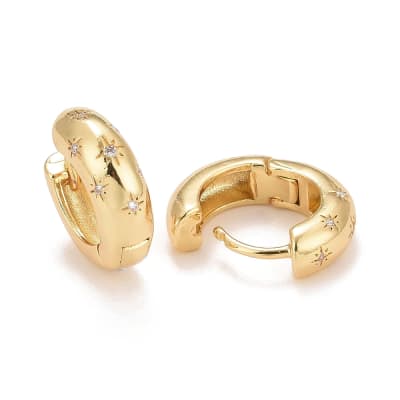 AROS LISTOS B/O HUGGIE CON ESTRELLAS ZIRCON 15X5MM