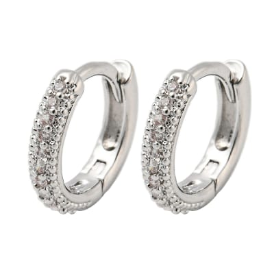AROS LISTOS B/PLATINO HUGGIE CON ZIRCONES 11MM1