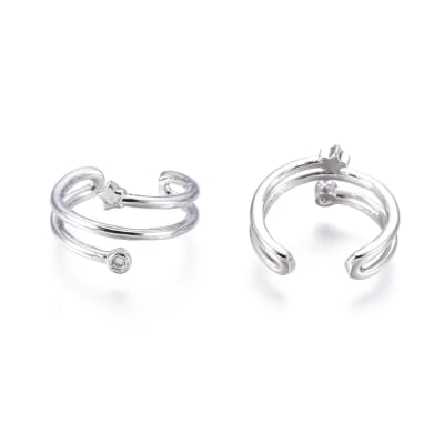 CUFF B/PLATINO MINI ESTRELLA ZIRCON 11X7MM2