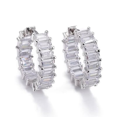 AROS LISTOS B/PLATINO HUGGIE DE ZIRCONES 22X6MM1