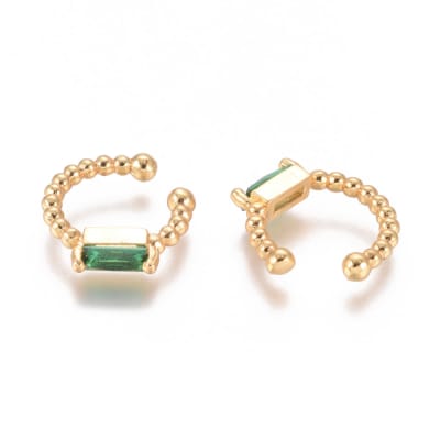CUFF B/O BALINES Y ZIRCON VERDE 15X3MM1