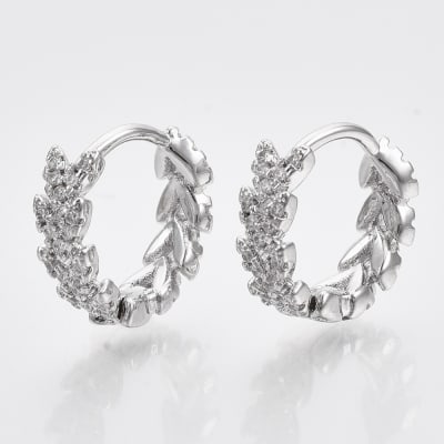 AROS LISTOS B/PLATINO HUGGIE ESPIGAS CON ZIRCONES 13X4MM