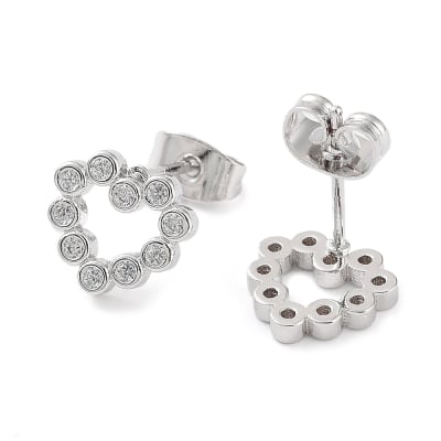 AROS LISTOS B/PLATINO CORAZON HUECO ZIRCONES 9X10MM