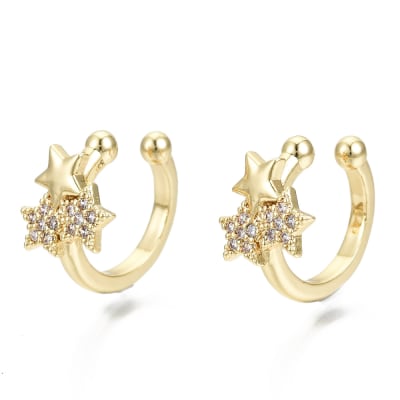 CUFF B/O TRIPLE ESTRELLA CON ZIRCONES 15X10MM